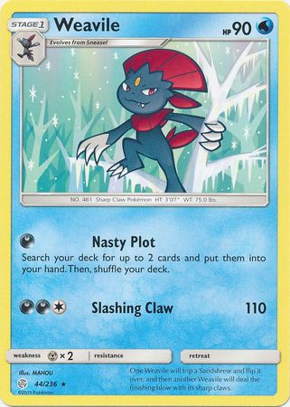 Weavile 44/236 Rare - Pokemon Card - SM - Cosmic Eclipse