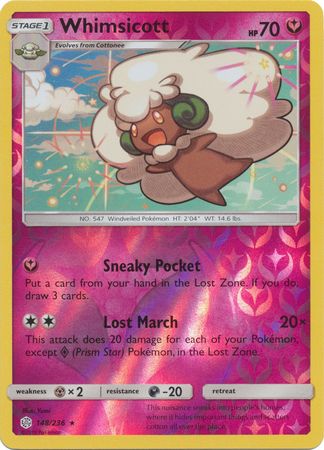 Whimsicott 148/236 Rare Reverse Holo Foil - Pokemon Card - SM - Cosmic Eclipse