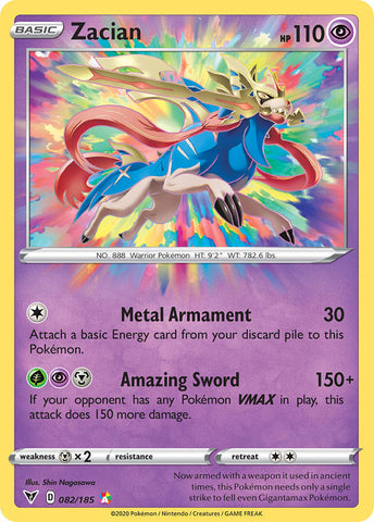 Zacian 082/185 Amazing Rare - Pokemon Card - SWSH - Vivid Voltage